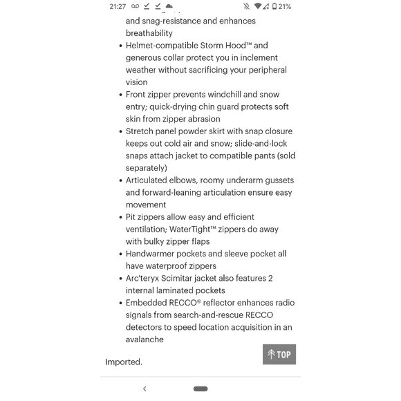 Arc'teryx Scimitar Ski Jacket (Shashka/Sentinel) - Picture 3 of 13